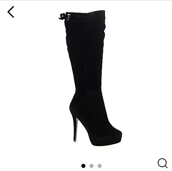 Black suede above the knee boot - Picture 1 of 4